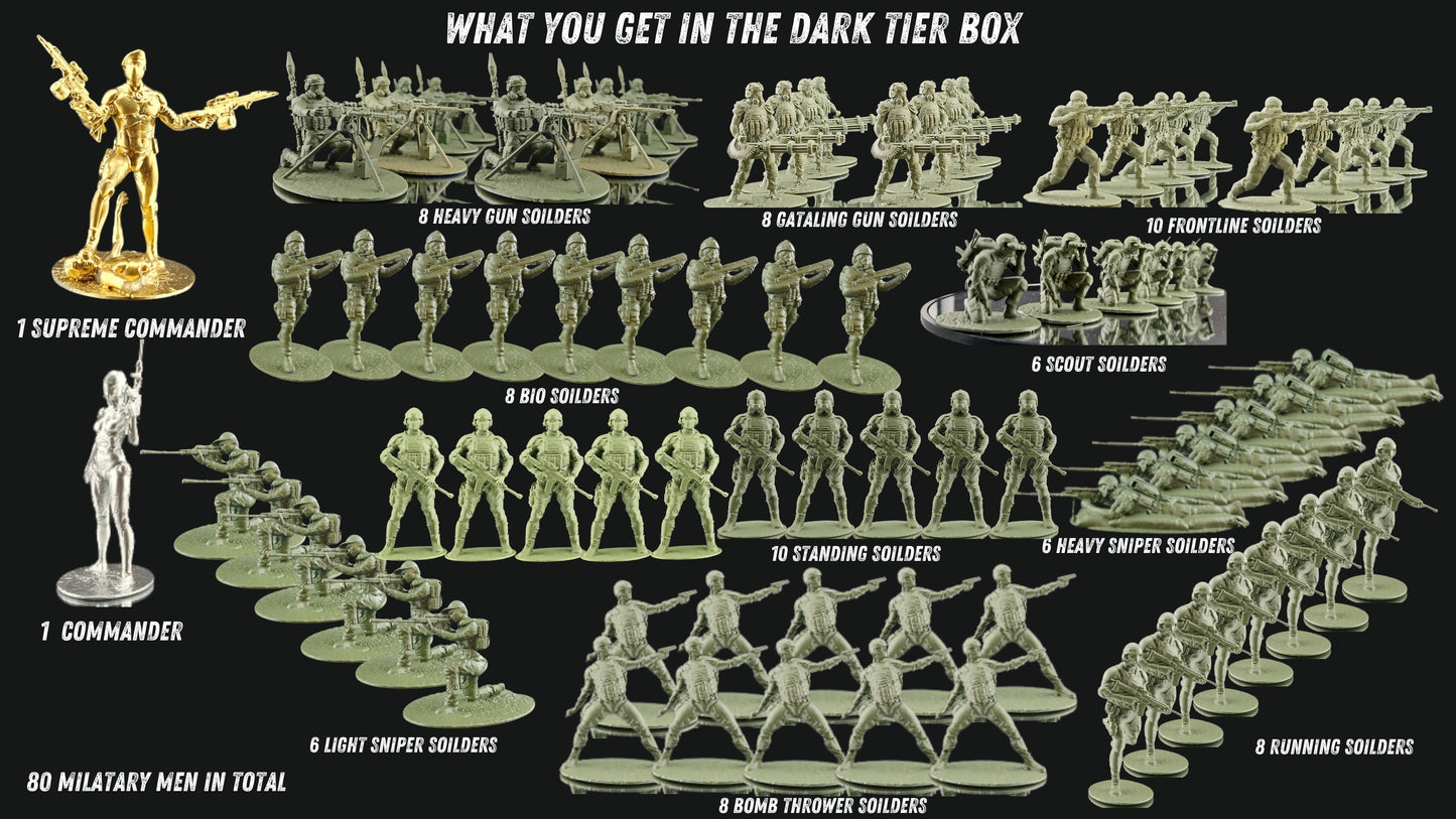 Zombie wars Dark series with glow in the Dark box with 160 characters plus large Gatling gun soilder