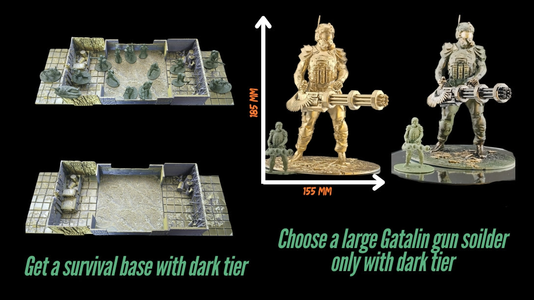 Zombie wars Dark series with glow in the Dark box with 160 characters plus large Gatling gun soilder